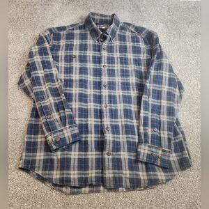 Duluth Trading Co Shirt Mens XL Blue Plaid Flannel Button Down